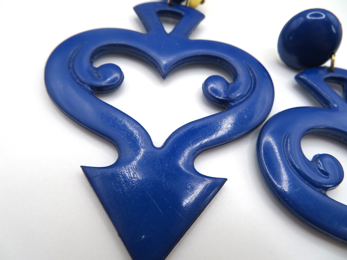 Vintage Huge Devil's Tail Heart Clip On Earrings