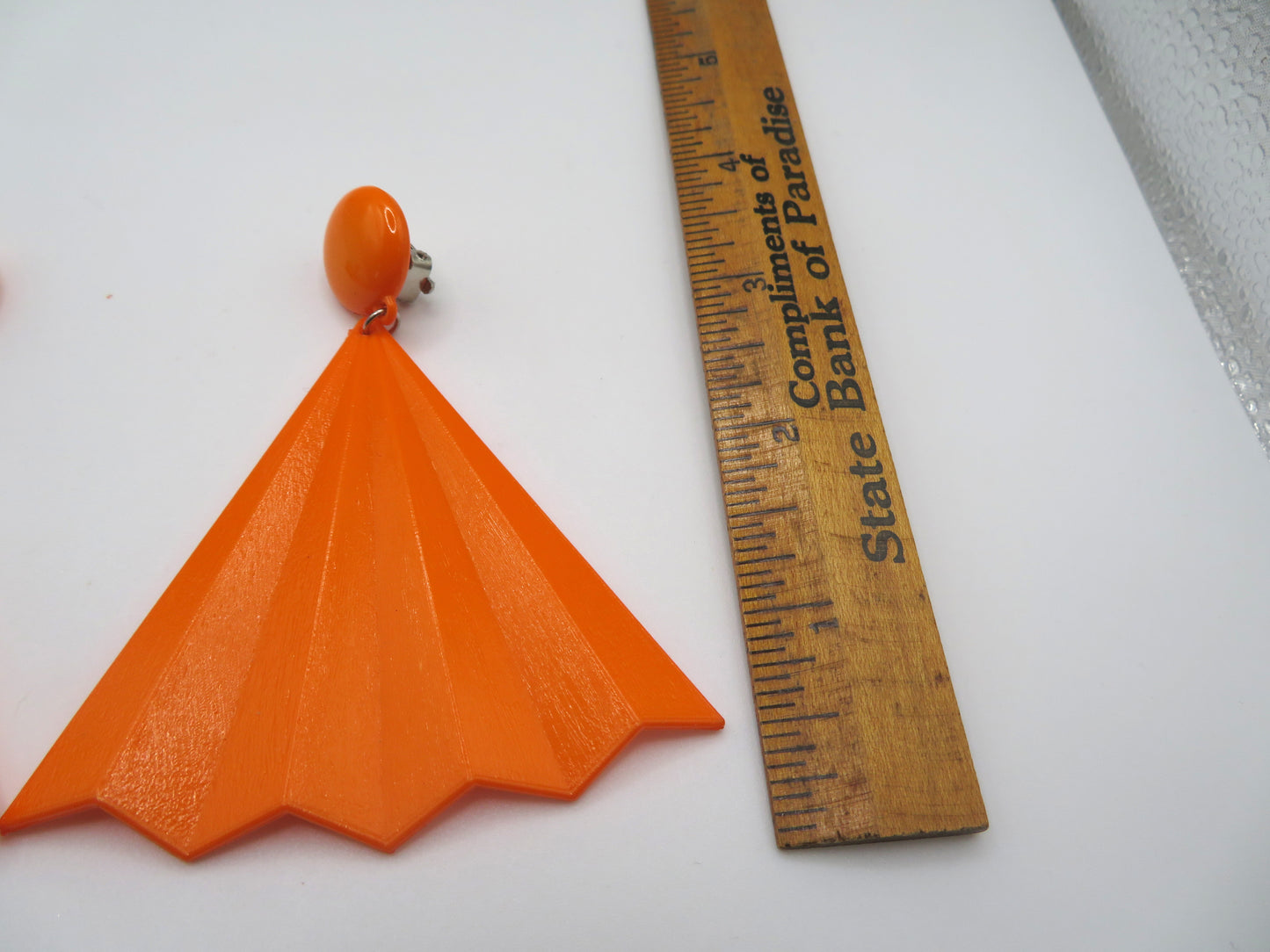 Vintage Tangerine Huge Fan Clip On Earrings