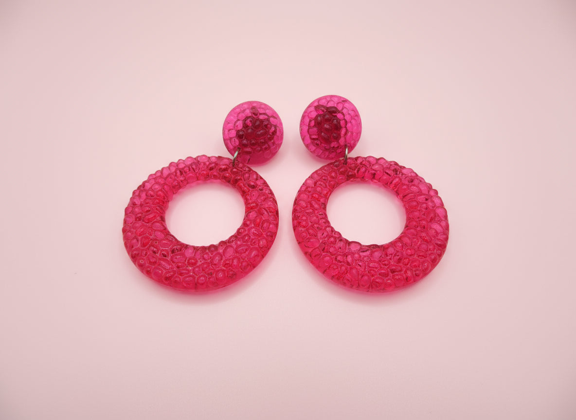 Vintage Watermelon Gummy Lucite Hoop Clip On Earrings