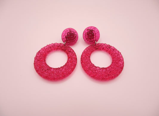 Vintage Watermelon Gummy Lucite Hoop Clip On Earrings