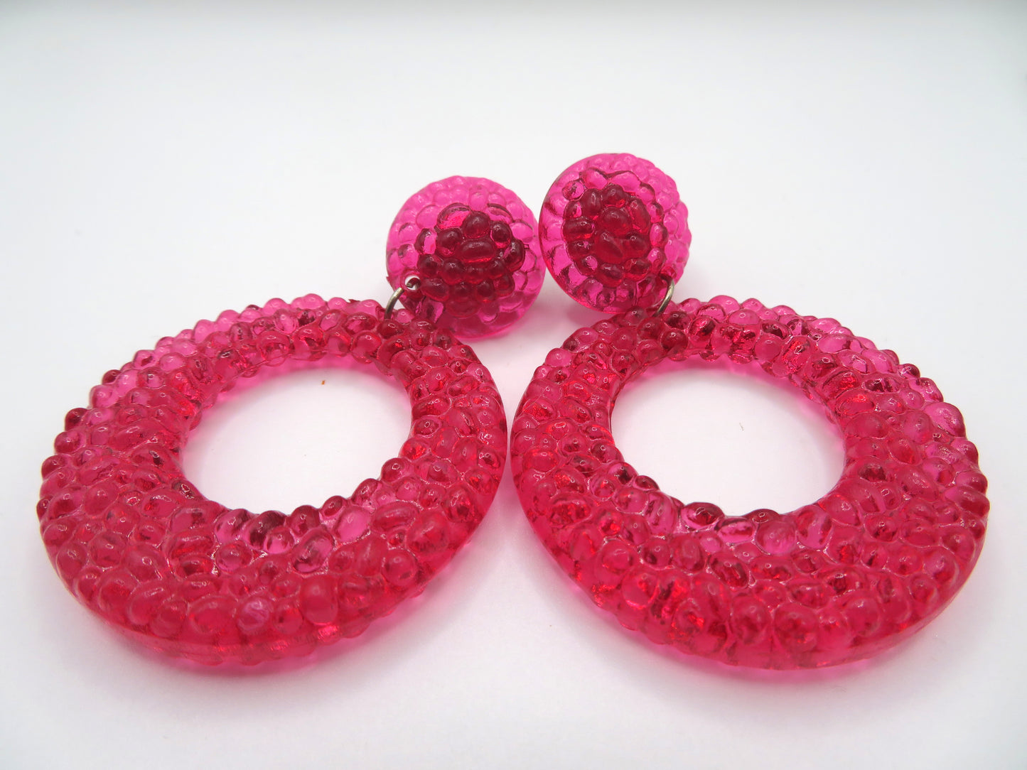 Vintage Watermelon Gummy Lucite Hoop Clip On Earrings