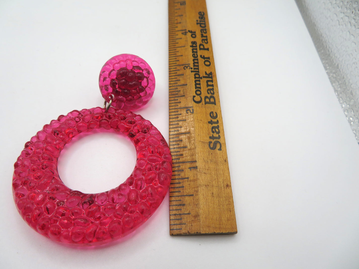 Vintage Watermelon Gummy Lucite Hoop Clip On Earrings