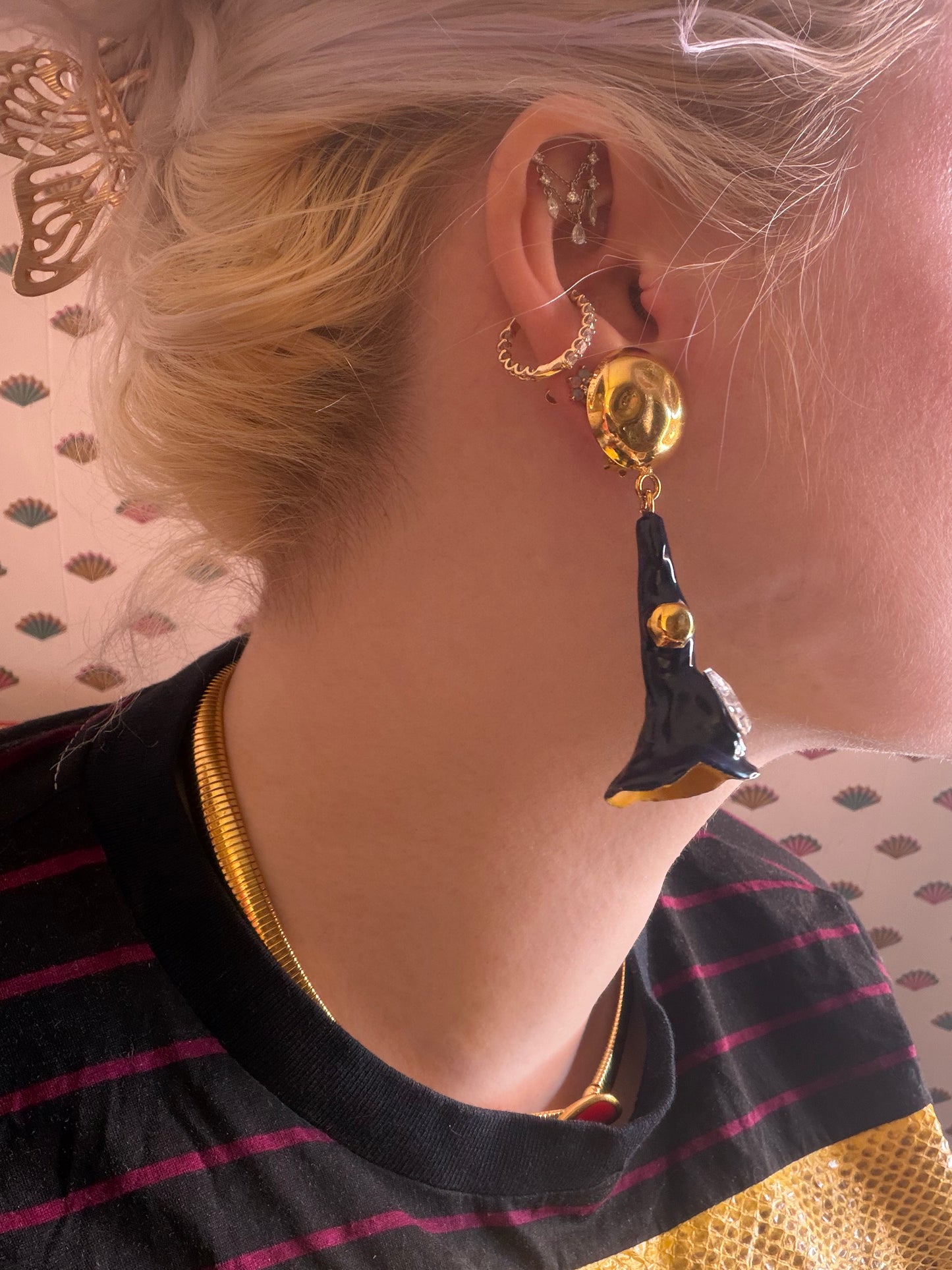 Marni Surreal Sculptural Crystal Bloom Clip On Earrings