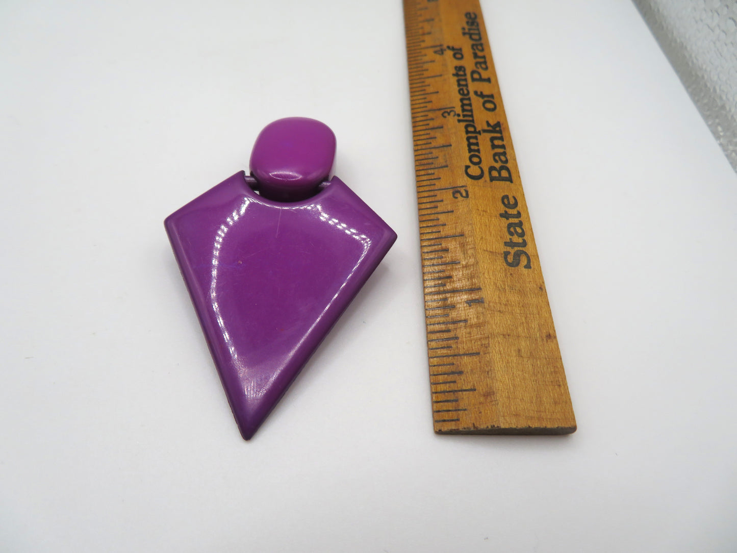 Vintage Chunky Purple Triangle Clip On Earrings