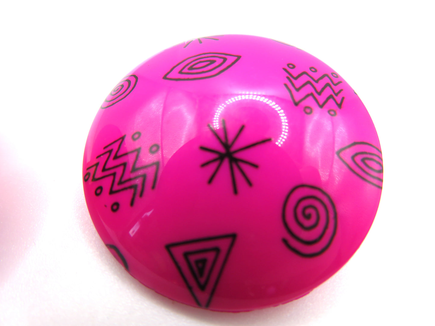 Vintage Chunky Fuchsia Atomic Button Clip On Earrings