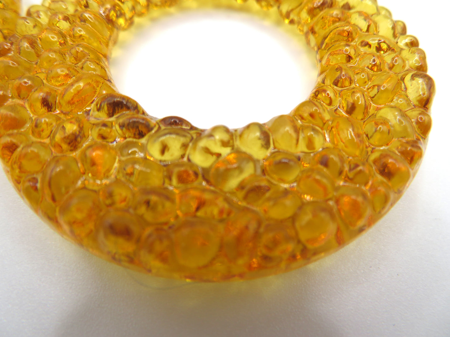 Vintage Golden Banana Gummy Lucite Hoop Clip On Earrings