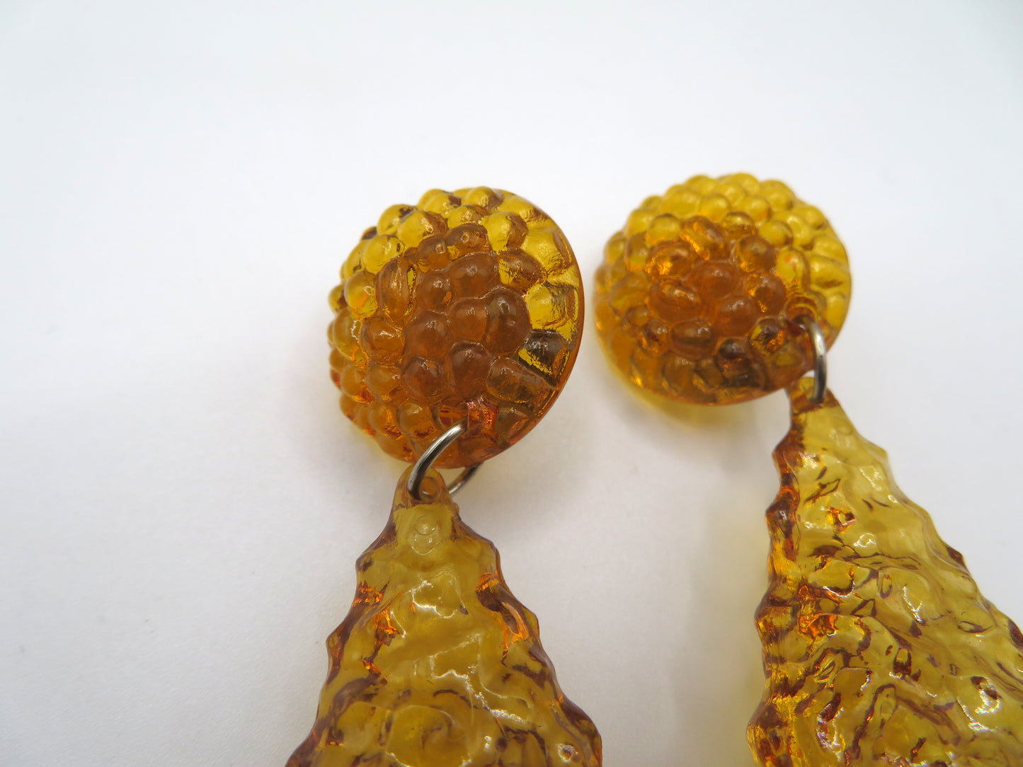 Vintage Golden Banana Gummy Lucite Drop Clip On Earrings