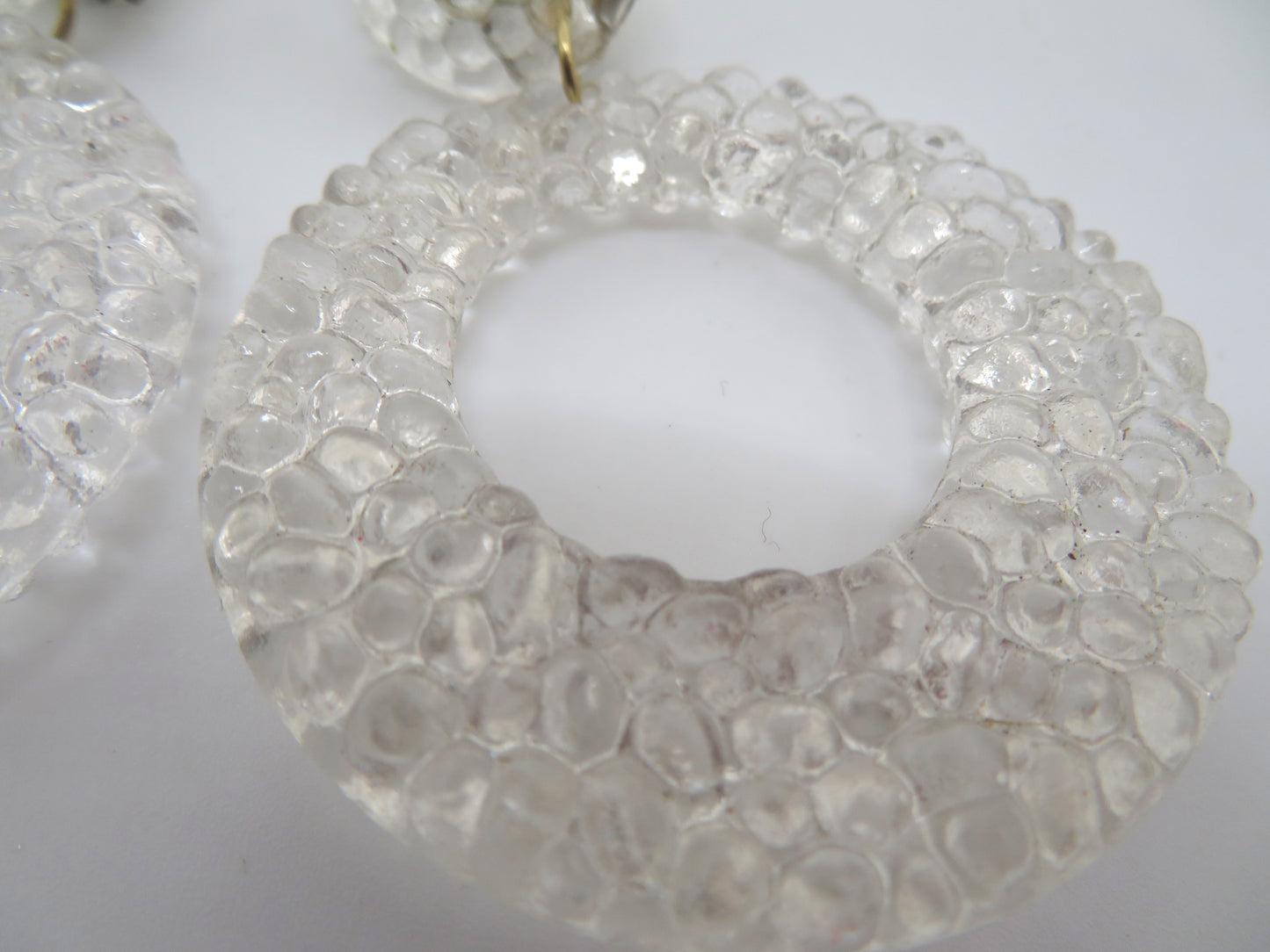 Vintage Clear Gummy Lucite Hoop Clip On Earrings