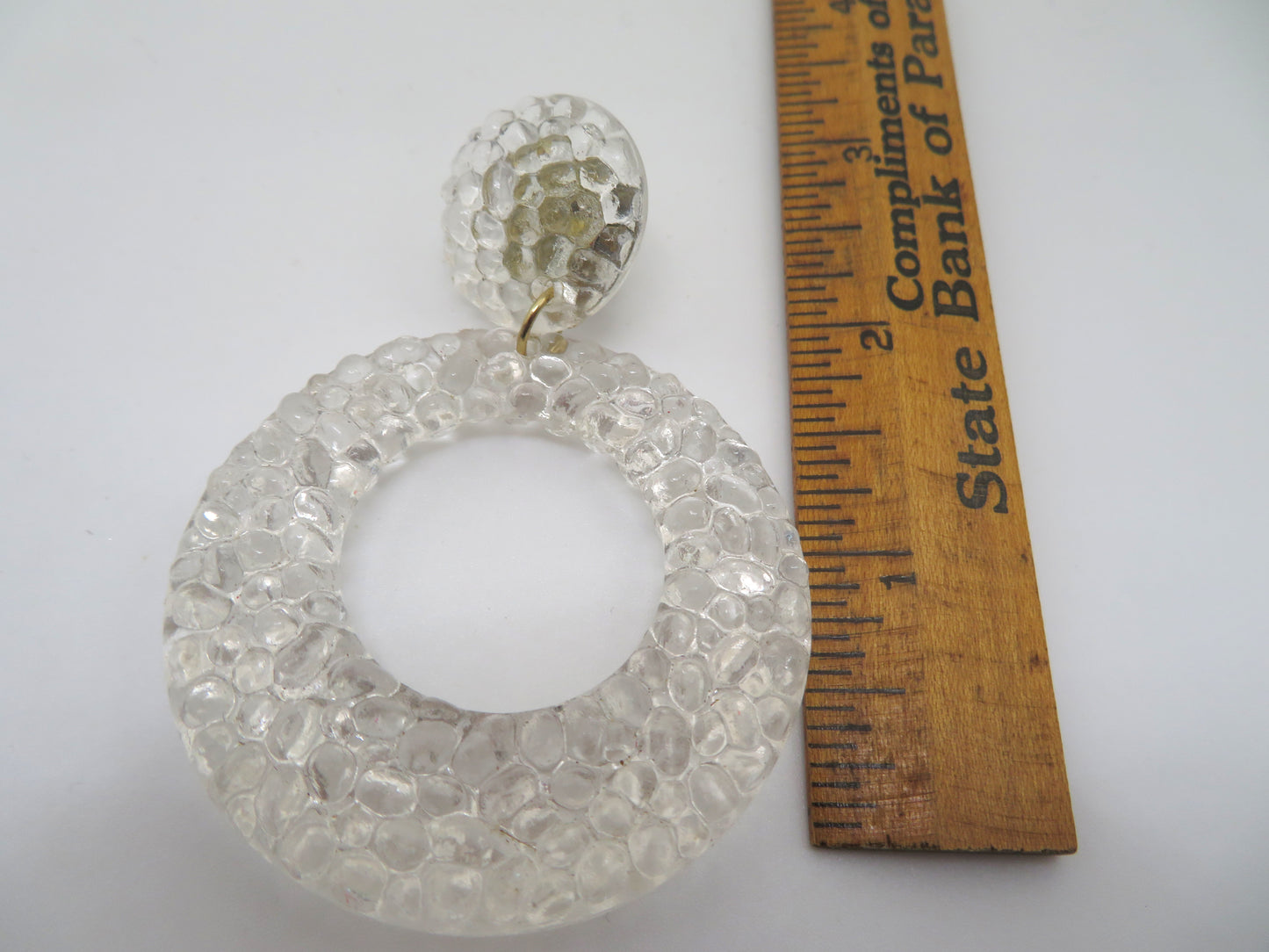 Vintage Clear Gummy Lucite Hoop Clip On Earrings