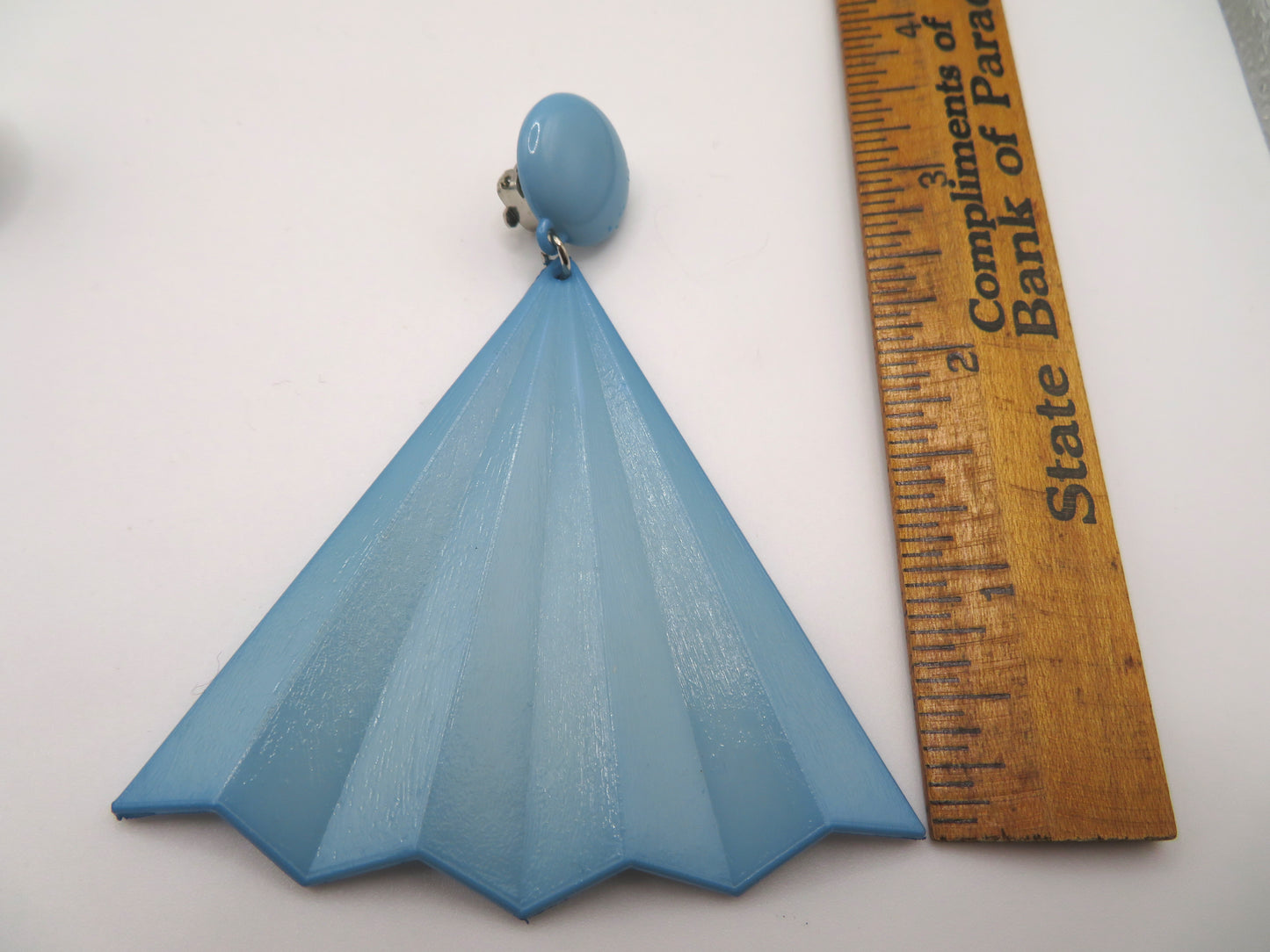 Vintage Baby Blue Huge Fan Clip On Earrings