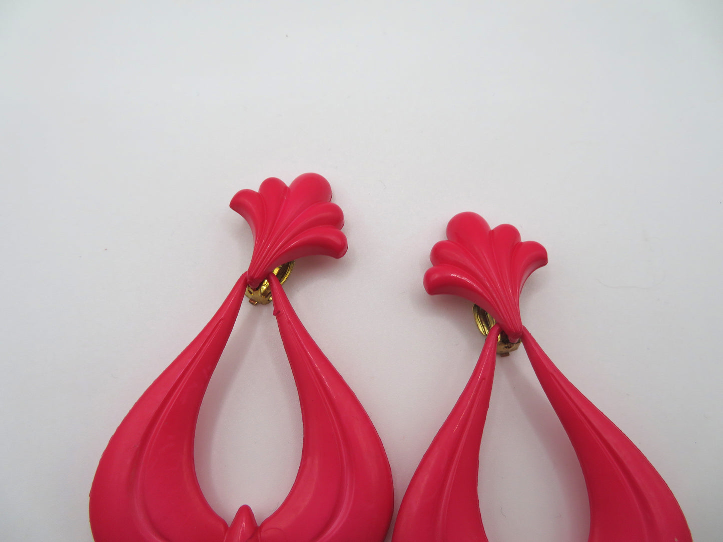Vintage Huge Rococo Hot Pink West Germany Clip On Earrings