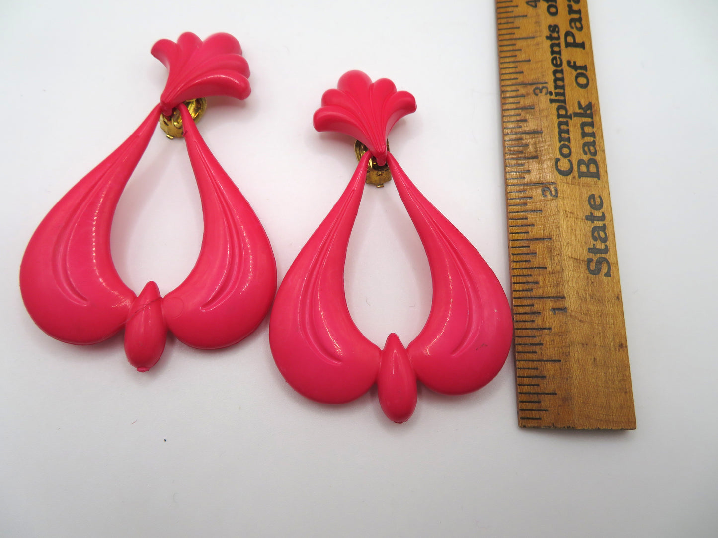 Vintage Huge Rococo Hot Pink West Germany Clip On Earrings