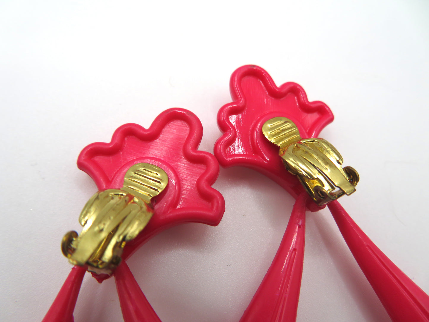 Vintage Huge Rococo Hot Pink West Germany Clip On Earrings