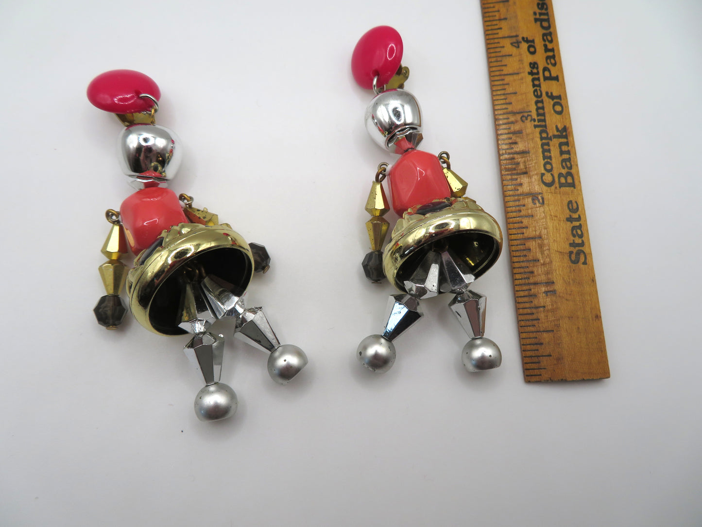 Vintage Rare Pink Articulated Chunky French Doll Earrings