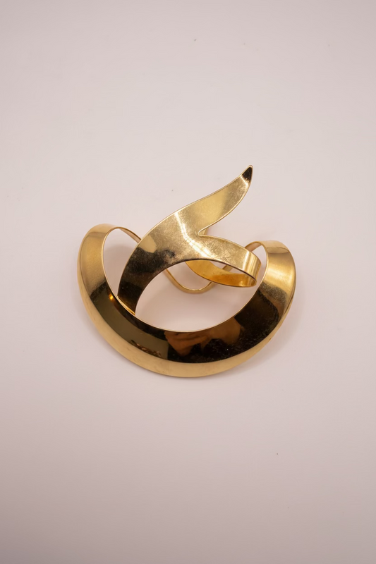 Vintage Unique & Rare Modernist Gold Ribbon Brooch, 1950s–60s
