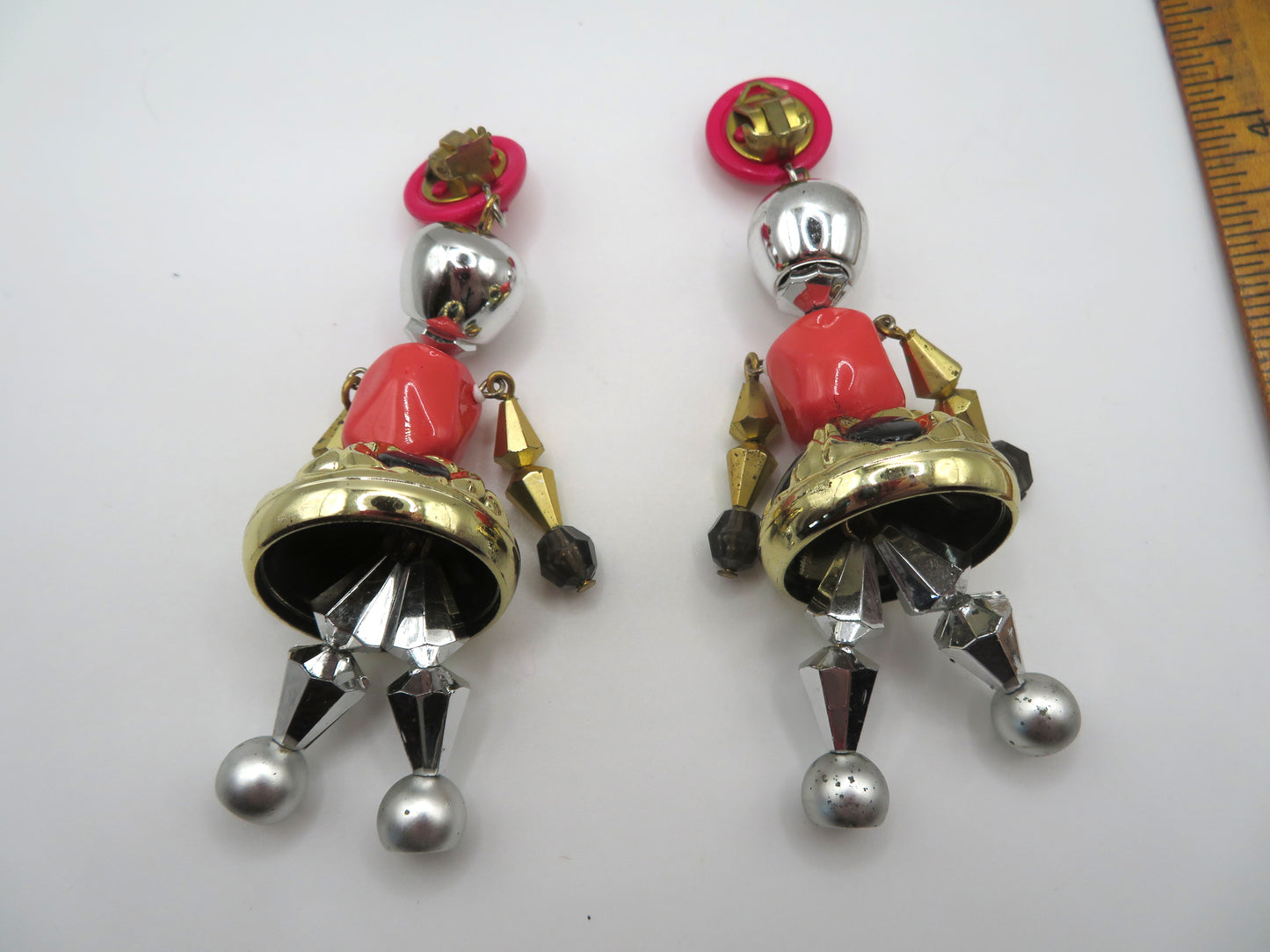Vintage Rare Pink Articulated Chunky French Doll Earrings