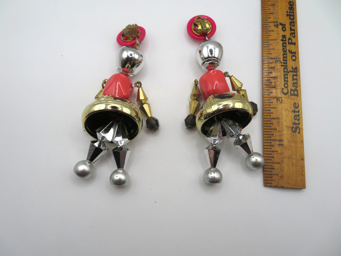 Vintage Rare Pink Articulated Chunky French Doll Earrings
