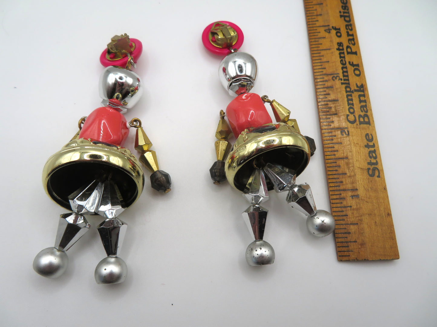 Vintage Rare Pink Articulated Chunky French Doll Earrings