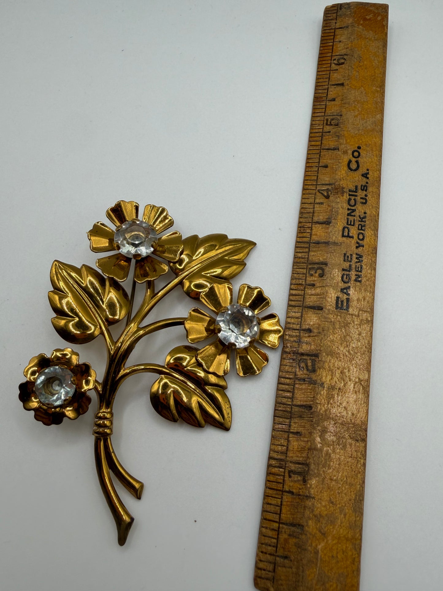 Vintage Oversized Rhinestone Flower Bouquet Brooch
