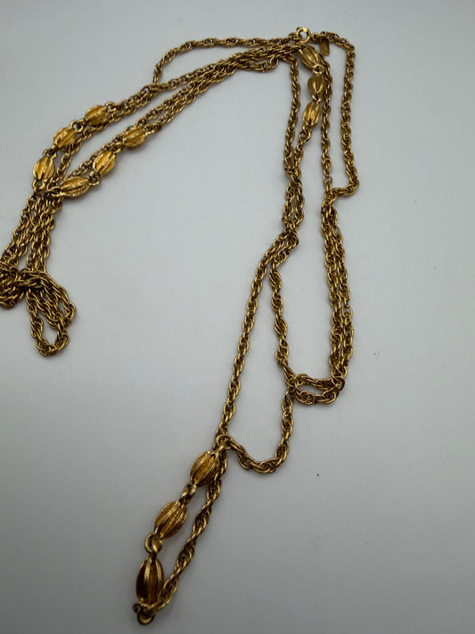 Vintage Monet Double-Strand Melon Bead Station Chain