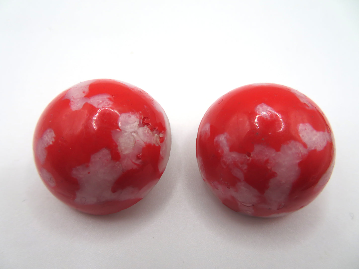 Vintage Chunky Marbled Button Style West Germany Clip On Earrings