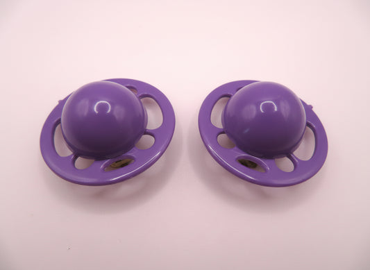 Vintage Purple UFO Button Style West Germany Clip On Earrings