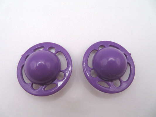 Vintage Purple UFO Button Style West Germany Clip On Earrings