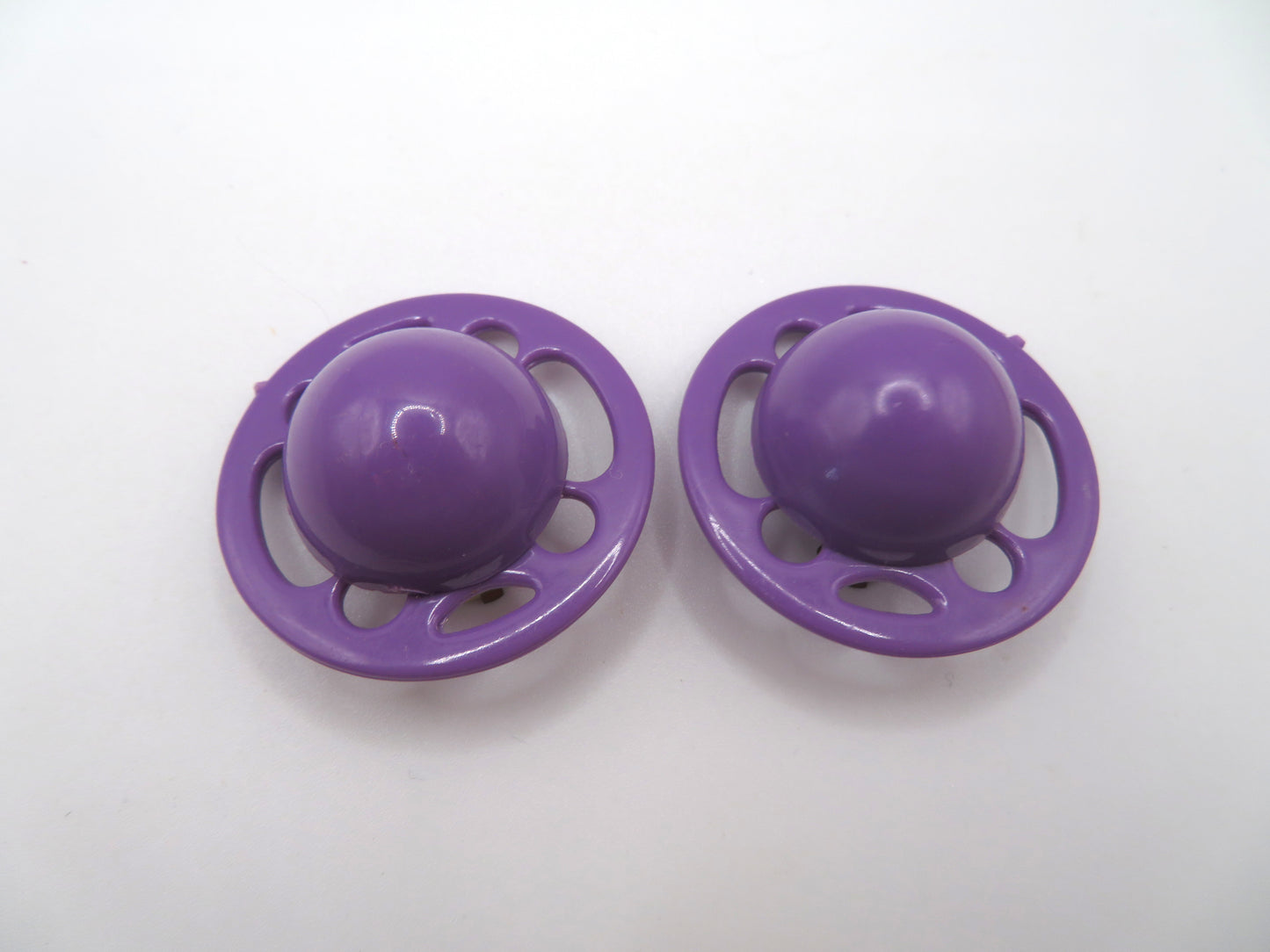 Vintage Purple UFO Button Style West Germany Clip On Earrings