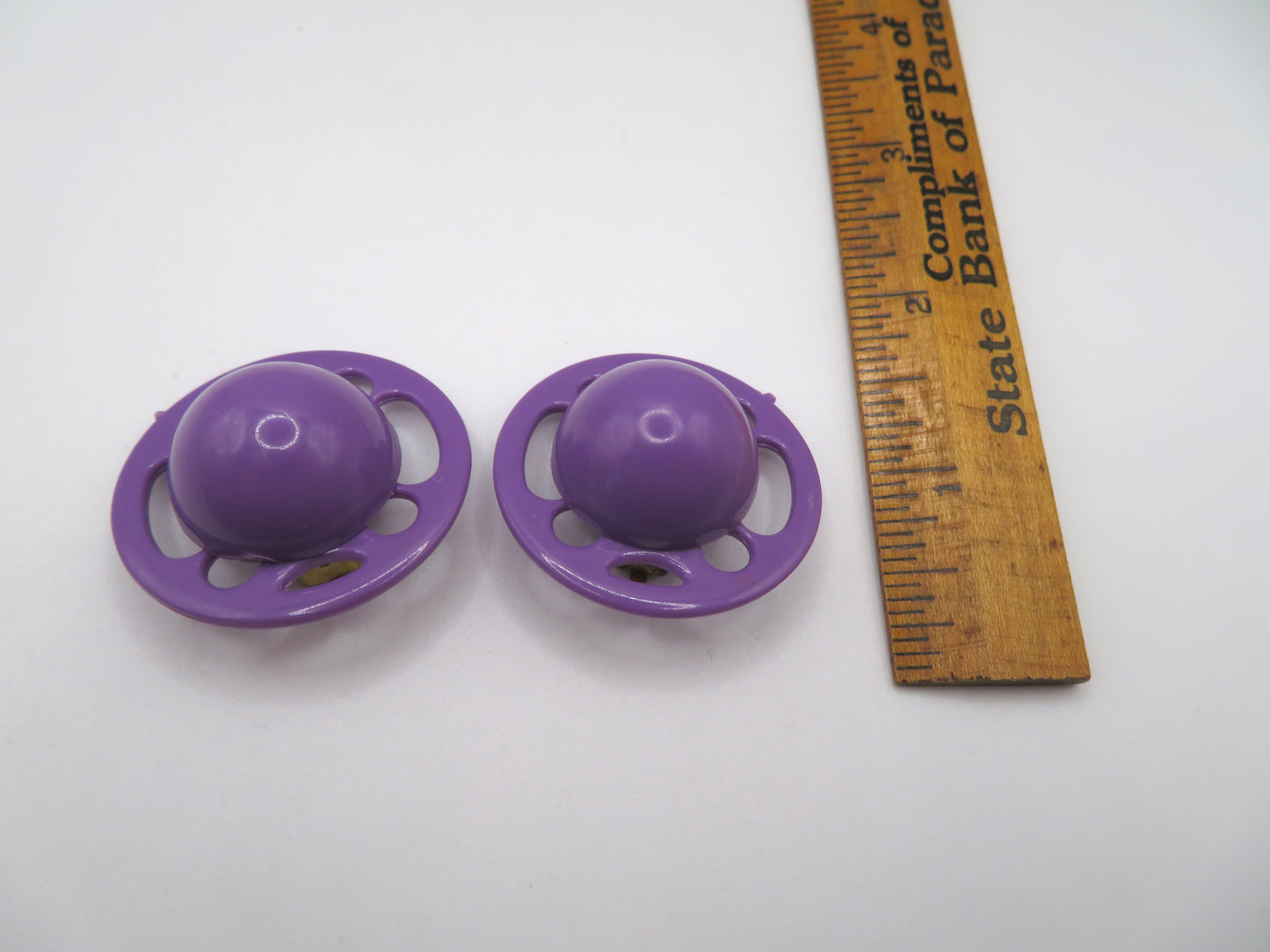 Vintage Purple UFO Button Style West Germany Clip On Earrings