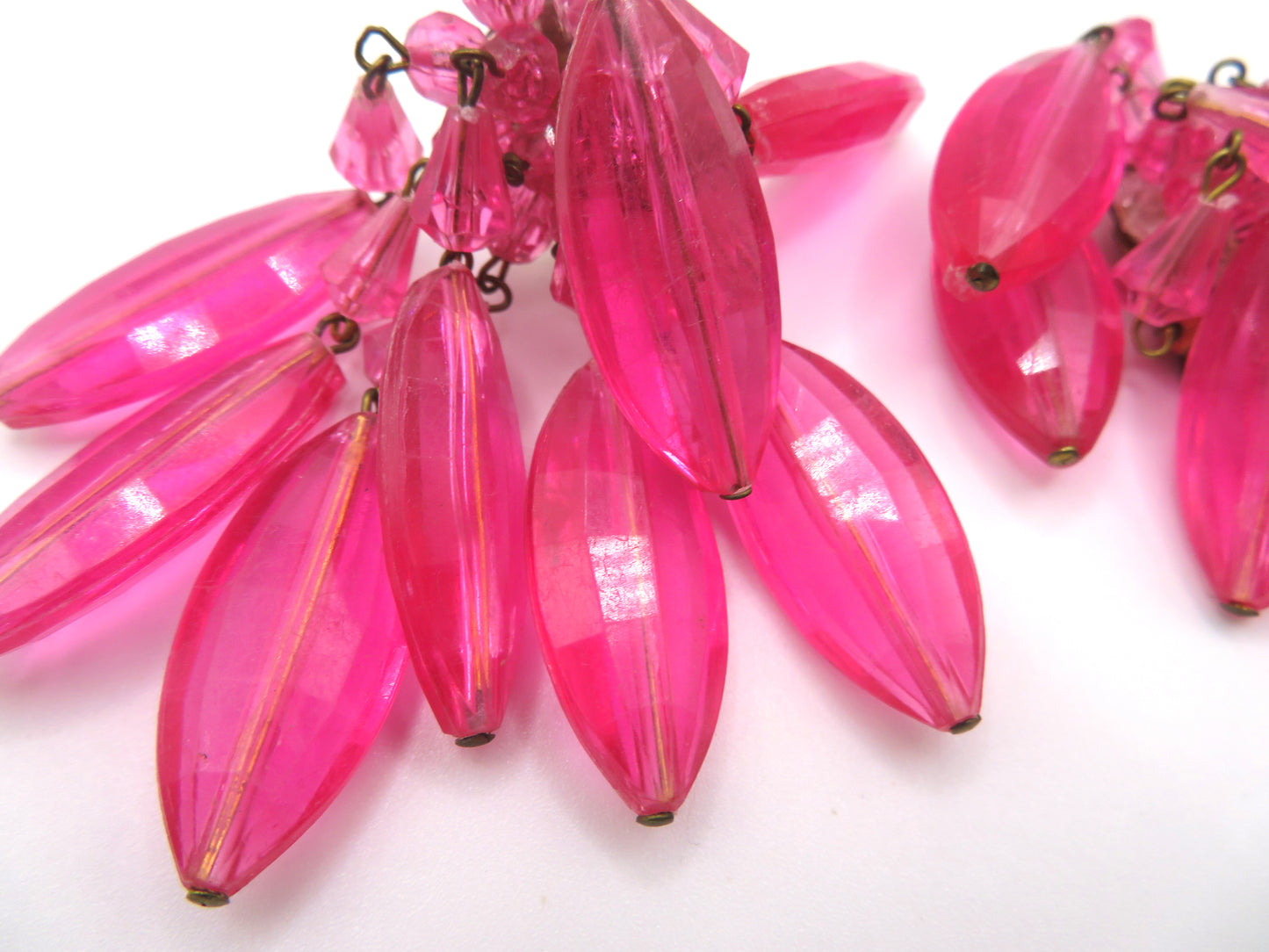 Vintage Austrian Candy Pink Chandelier Clip On Earrings