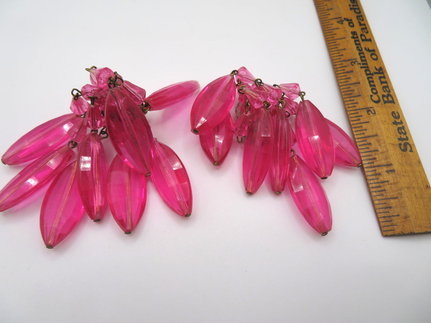 Vintage Austrian Candy Pink Chandelier Clip On Earrings