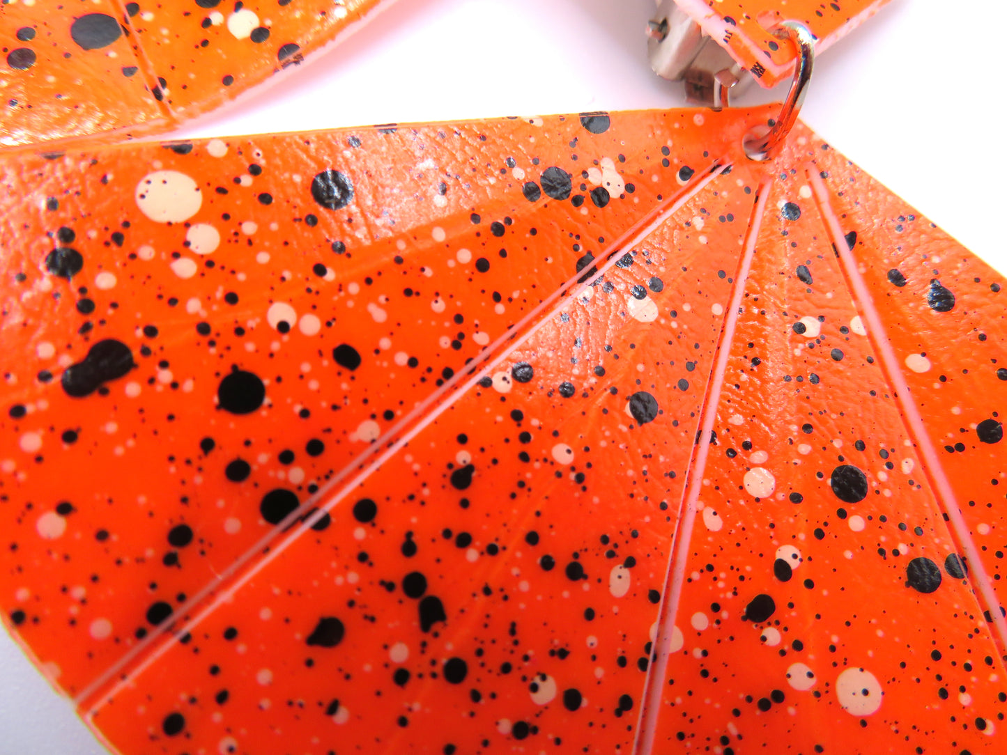 Vintage Tangerine Airbrushed Fan Clip On Earrings