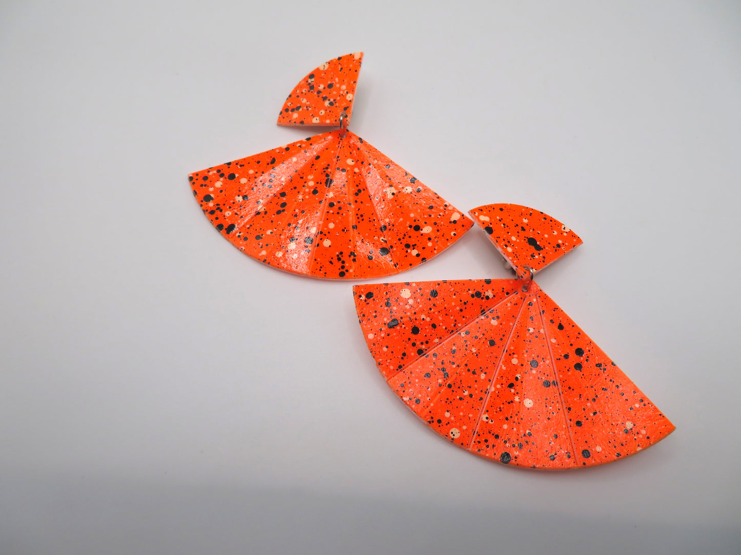 Vintage Tangerine Airbrushed Fan Clip On Earrings