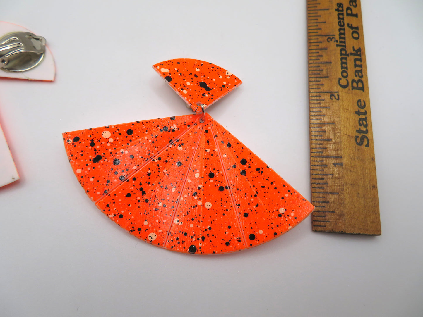 Vintage Tangerine Airbrushed Fan Clip On Earrings