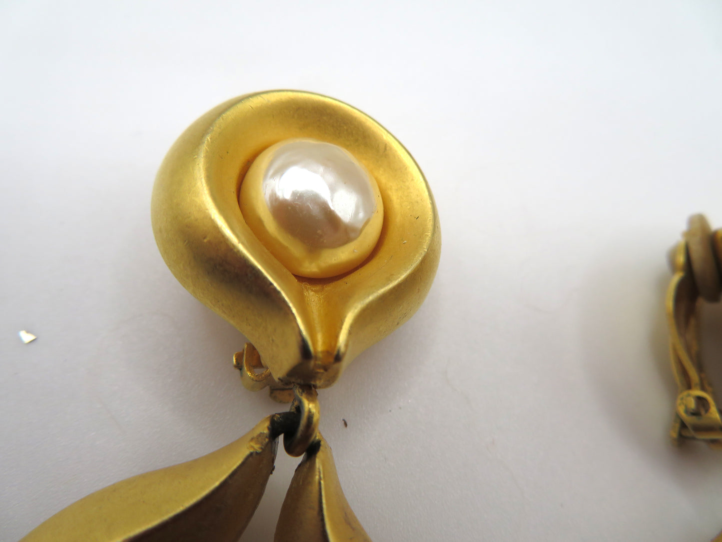 Vintage Karl Lagerfeld Pearl Drop Clip On Earrings