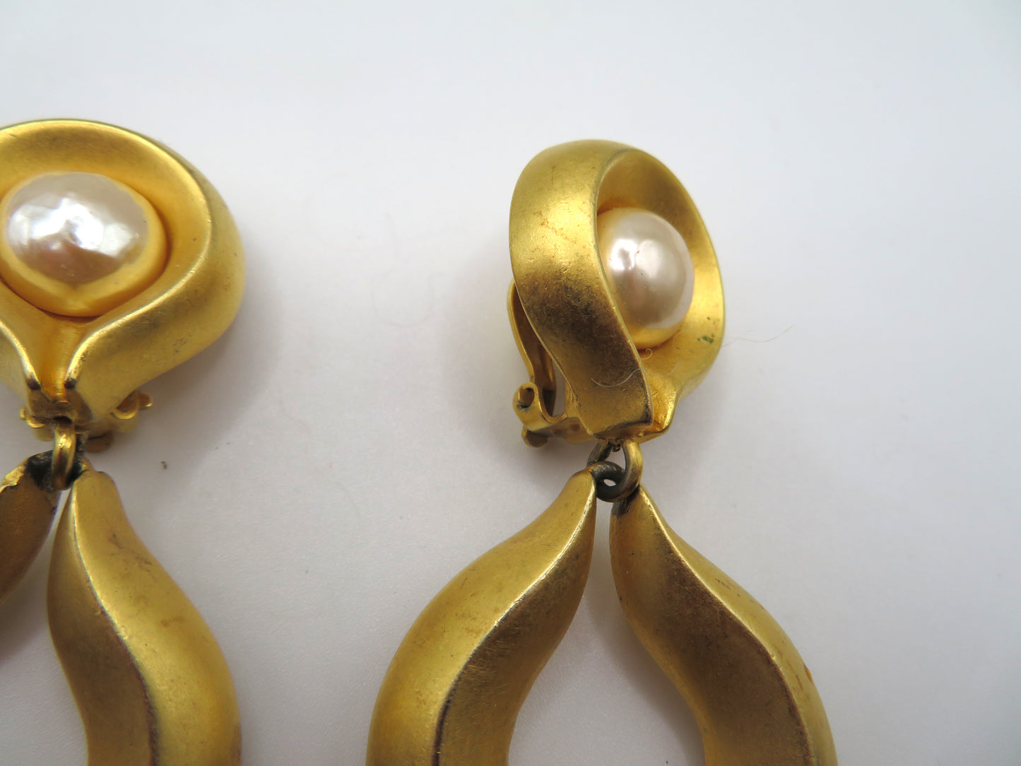 Vintage Karl Lagerfeld Pearl Drop Clip On Earrings