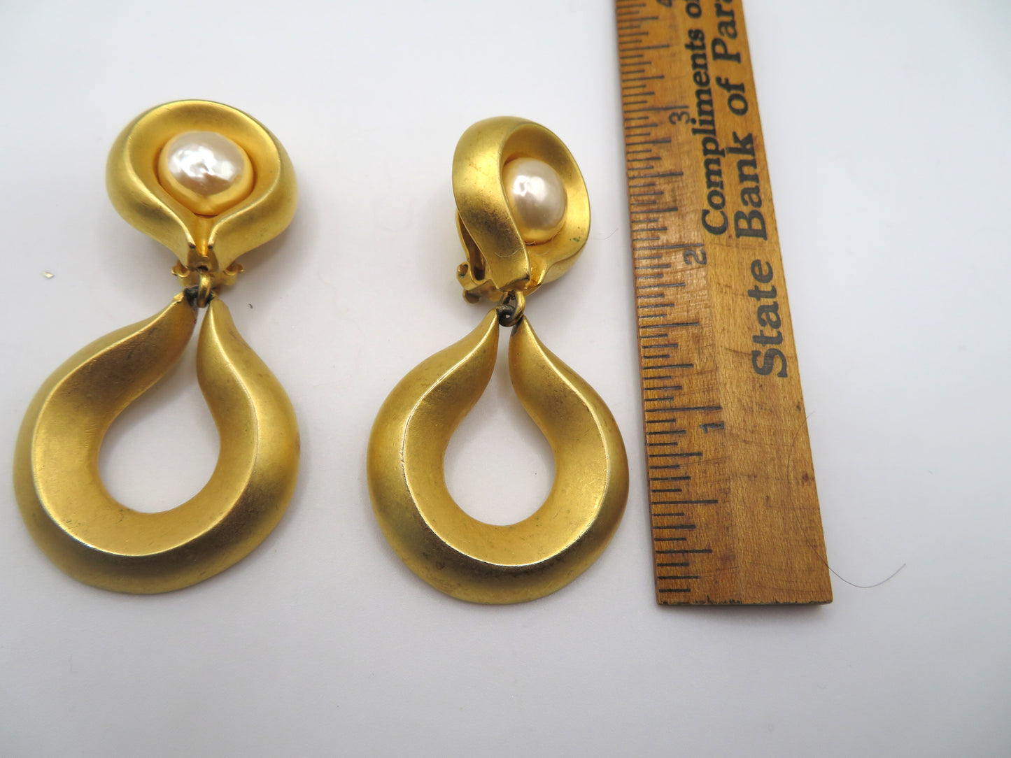 Vintage Karl Lagerfeld Pearl Drop Clip On Earrings