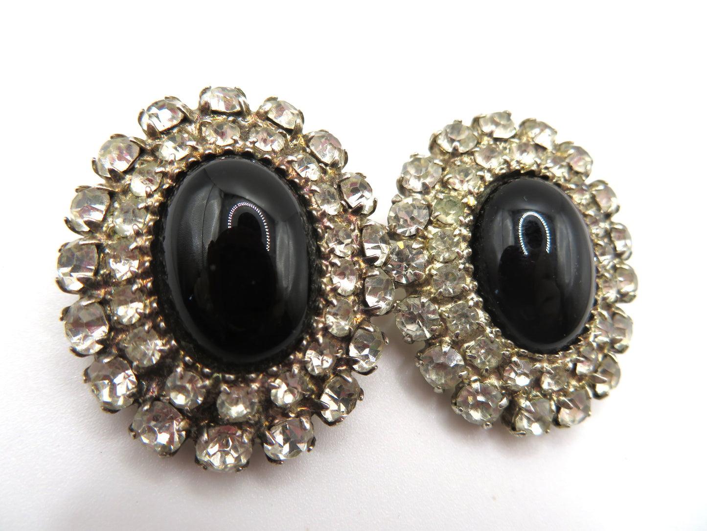 Vintage 1950s Chunky Rhinestone Clip On Earrings