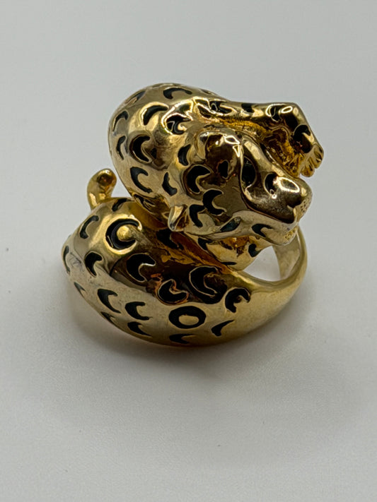 Vintage Oversized Gold Leopard Wrap Ring