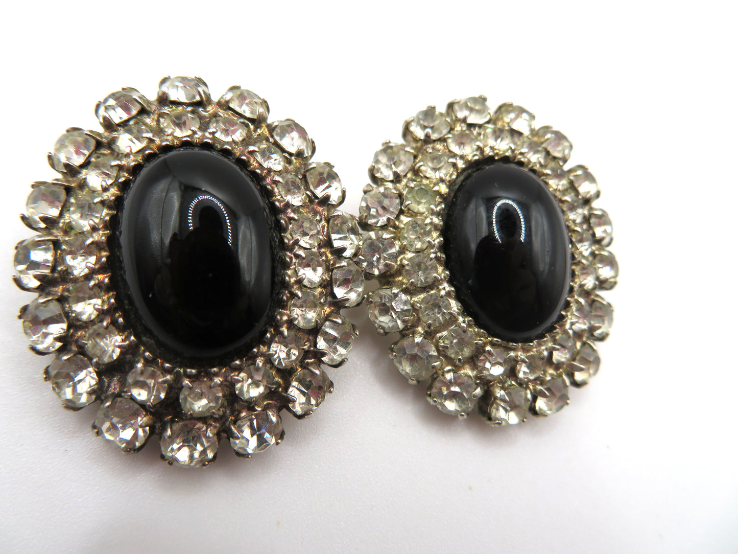 Vintage 1950s Chunky Rhinestone Clip On Earrings