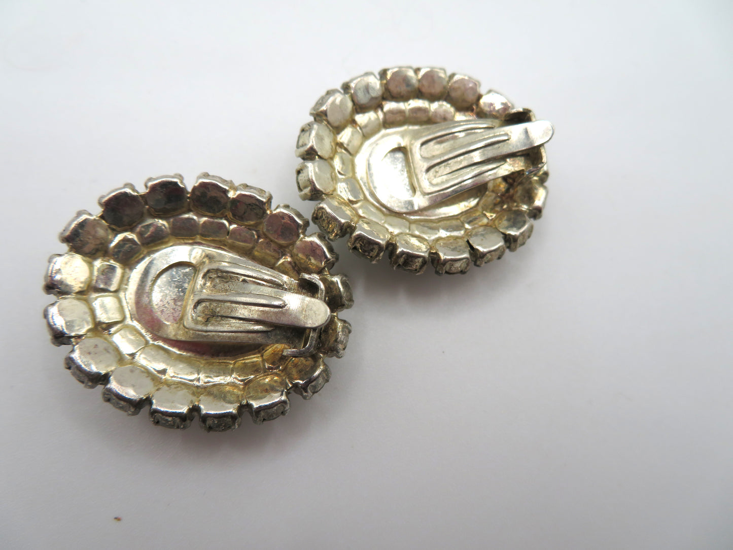 Vintage 1950s Chunky Rhinestone Clip On Earrings