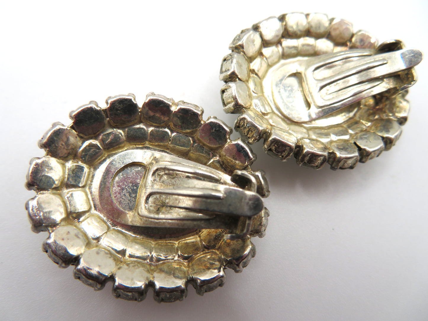 Vintage 1950s Chunky Rhinestone Clip On Earrings