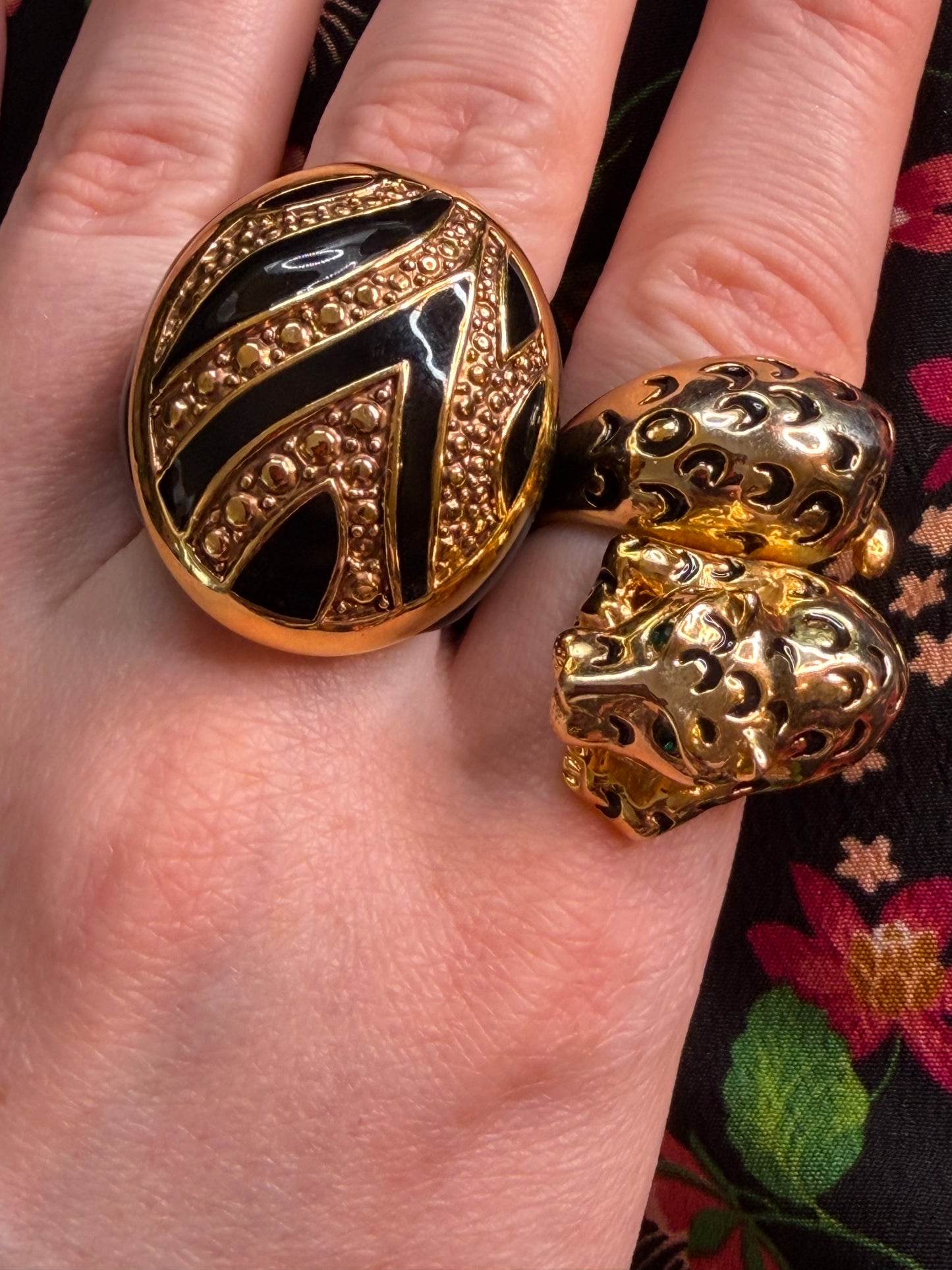 Vintage Oversized Gold Leopard Wrap Ring