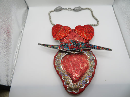 Sue Kreitzman Vintage Electric Heart Early Neckshrine Necklace