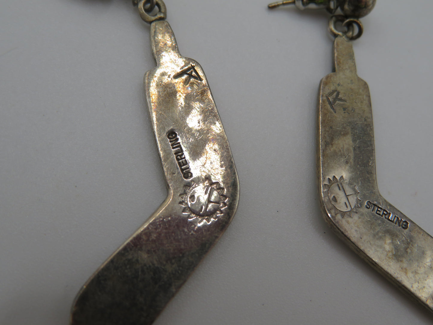 Vintage Hopi Sterling Silver Overlay Earrings