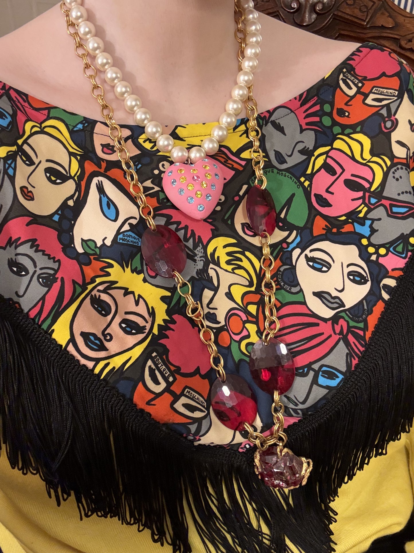 Vintage Roger Van S Red Statement Necklace