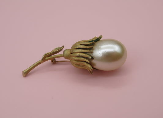 Vintage Supersized Chunky Pearl Flower Brooch