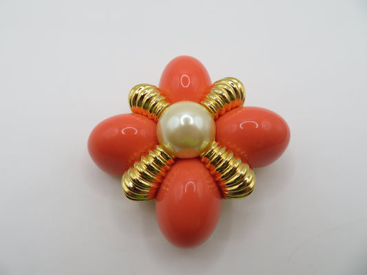 Vintage Rare Joan Rivers Chunky Salmon Pearl Brooch