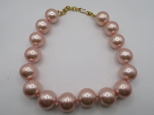 Vintage Super Chunky Oversized Pink Pearl Necklace