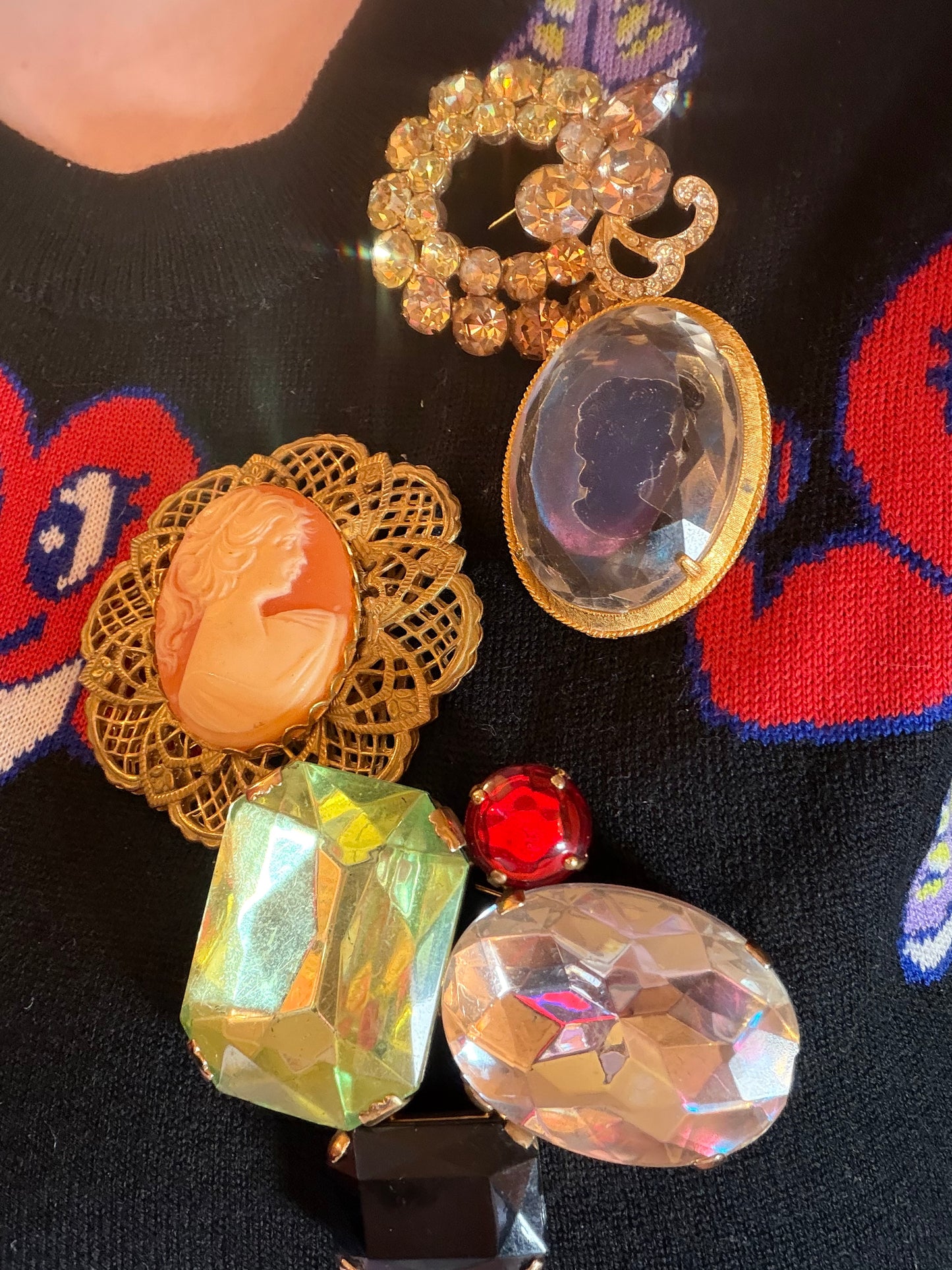 Vintage Weiss Lemon Citrine Paradise Rhinestone Brooch